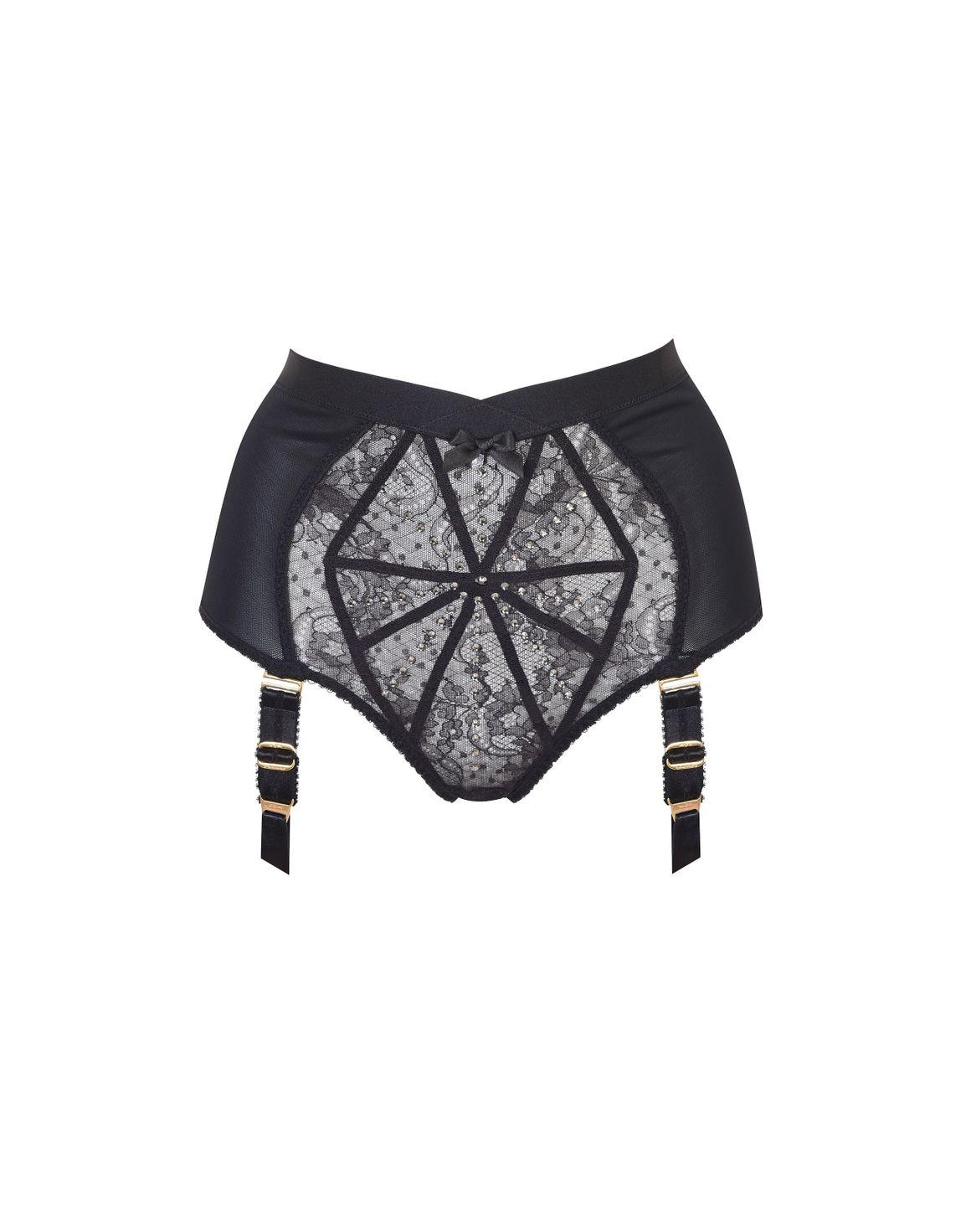 Franni High Waisted Suspender Brief Black | Agent Provocateur