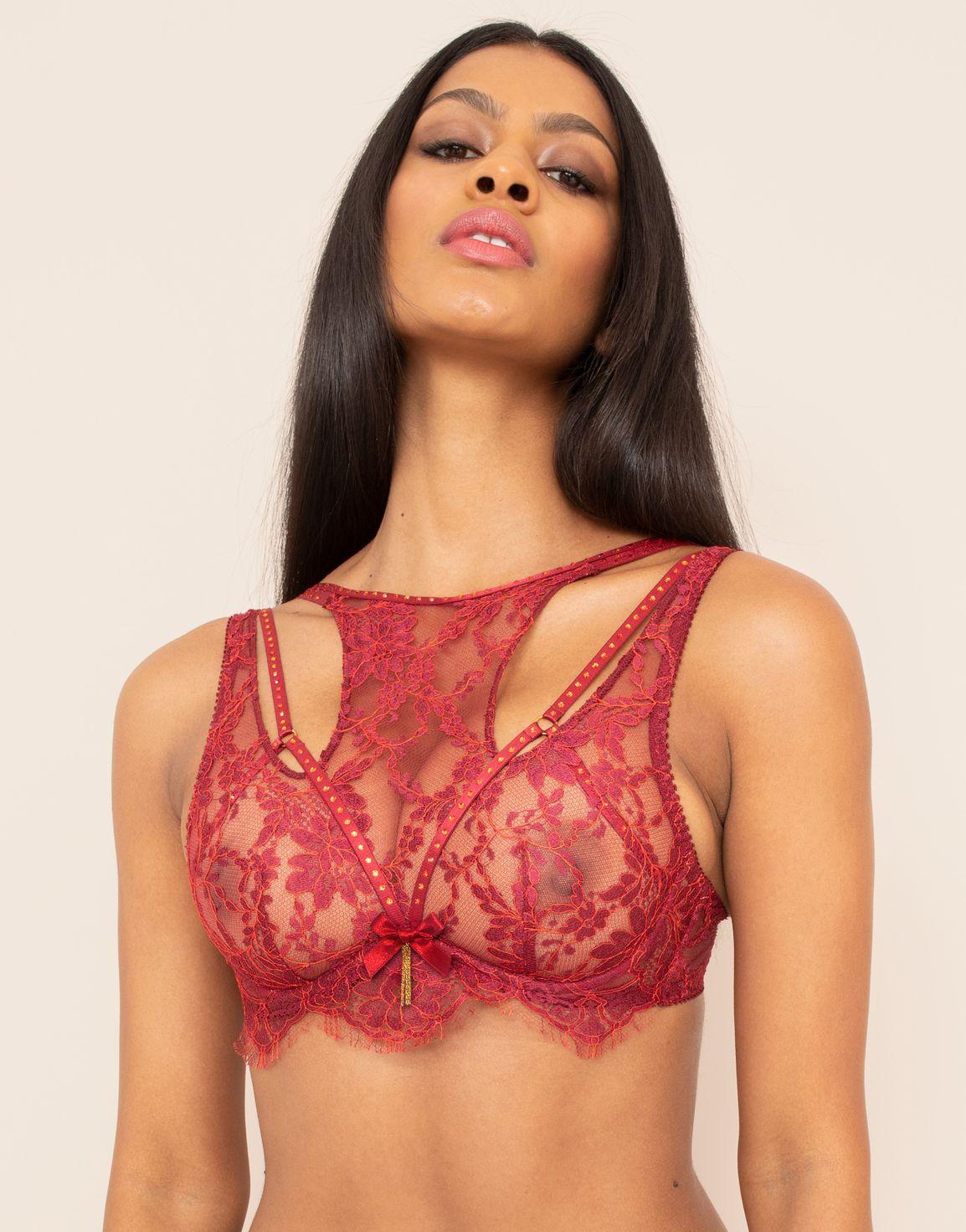 Talia High Neck Underwired Bra Red | Agent Provocateur