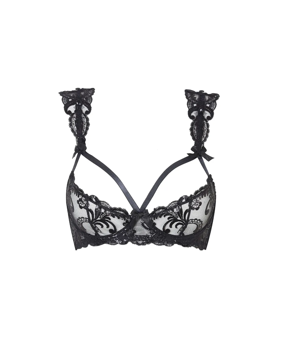 Dixee Quarter Cup Balconette Underwired Bra Black | Agent Provocateur