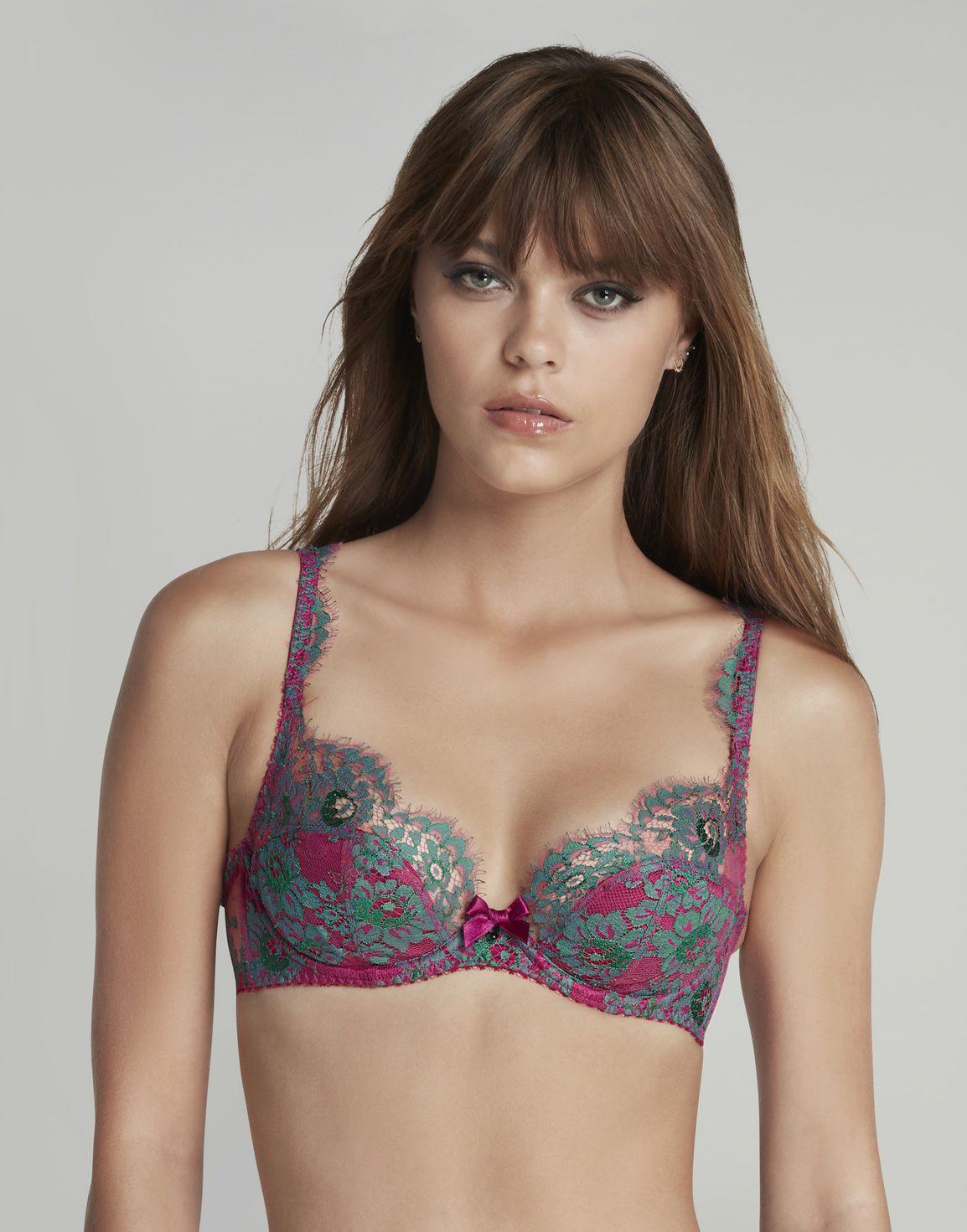 Carline Plunge Underwired Bra Pink, Lilac/Lime, Cobalt | Agent Provocateur