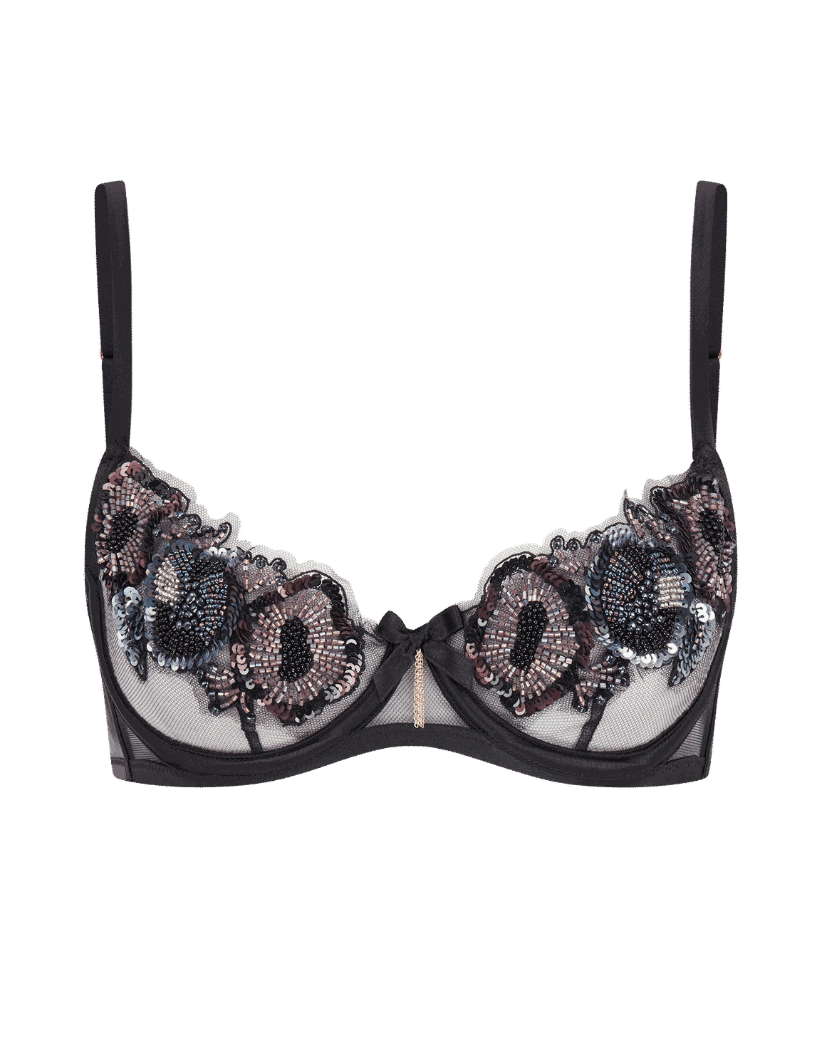 Giana Demi Cup Underwired Bra Black/Petrol | Agent Provocateur