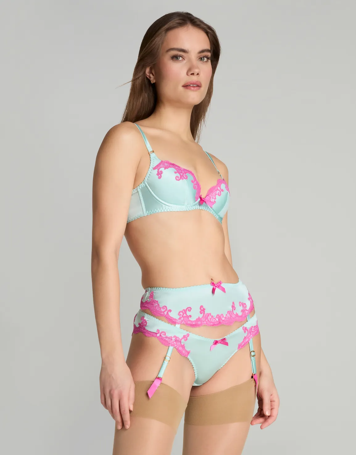 Molly Suspender Mint/Pink | Agent Provocateur