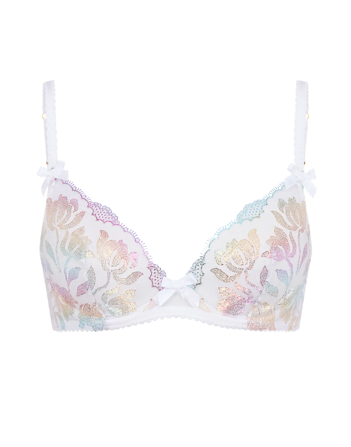 Sparkle Plunge Underwired Bra White | Agent Provocateur