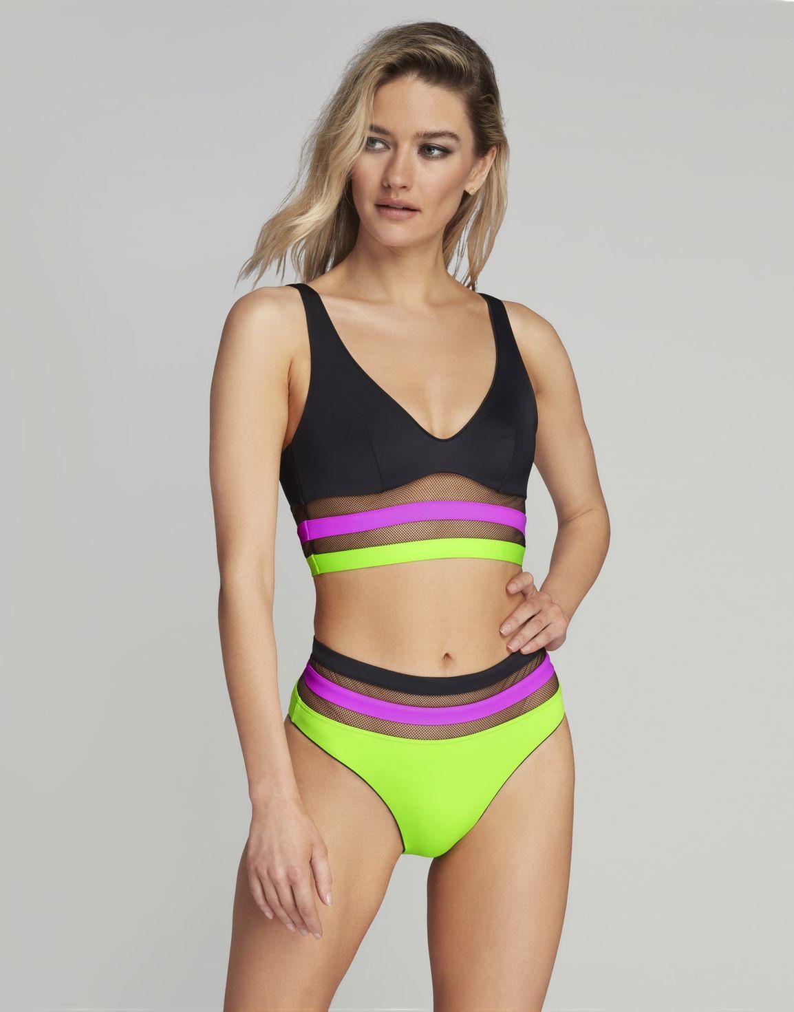Zenaya High Waisted Bikini Bottoms Black/Green | Agent Provocateur