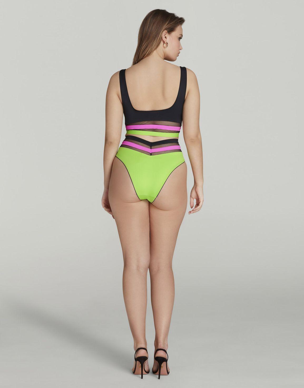 Zenaya High Waisted Bikini Bottoms Black/Green | Agent Provocateur