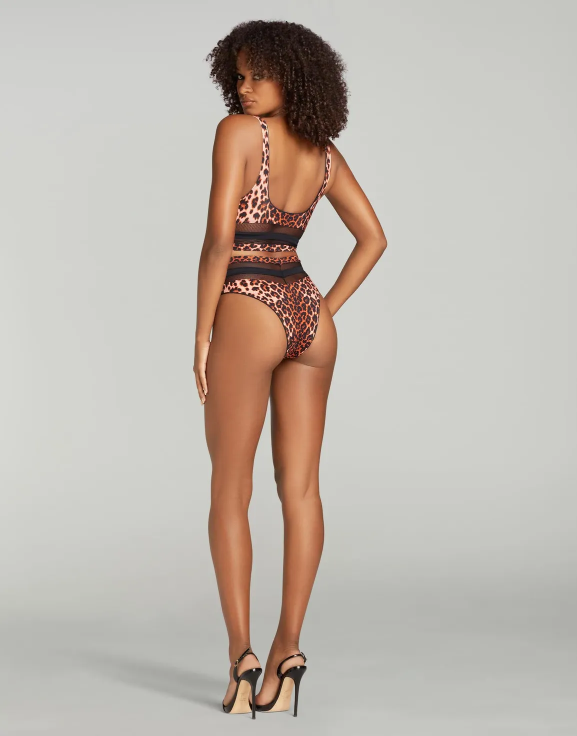 Zenaya High Waisted Bikini Bottom Leopard Print/Black | Agent Provocateur