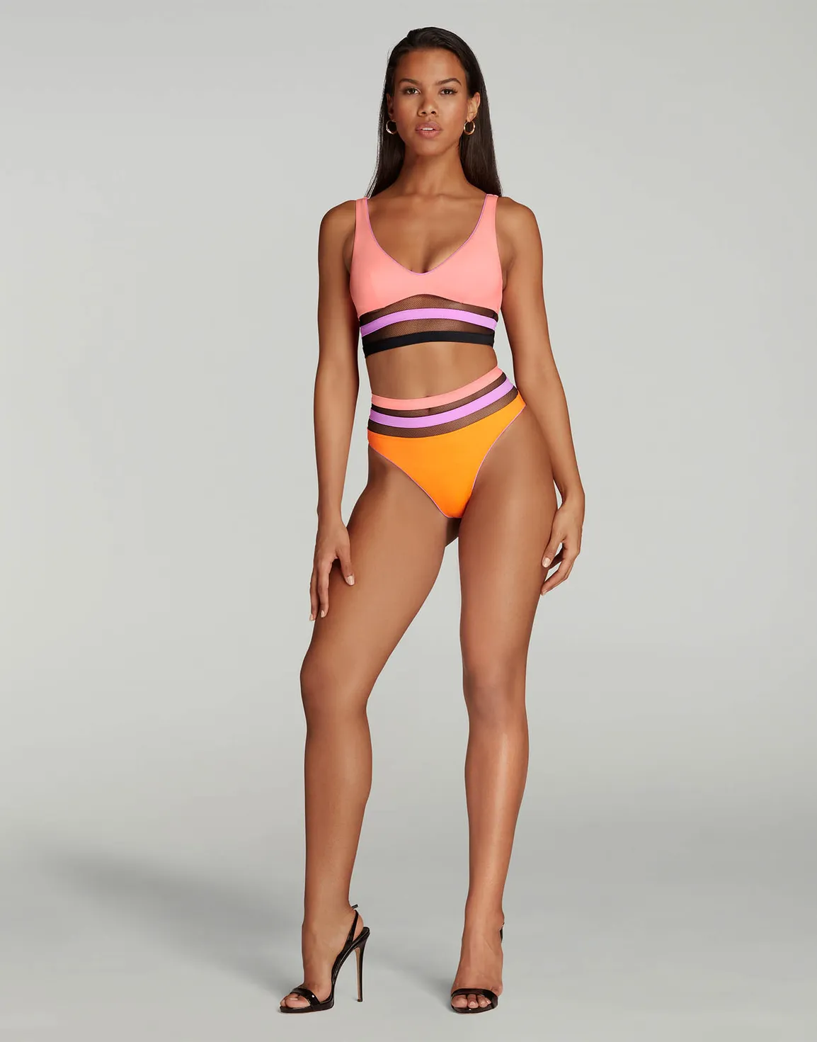 Zenaya High Waisted Bikini Bottom Coral | Agent Provocateur