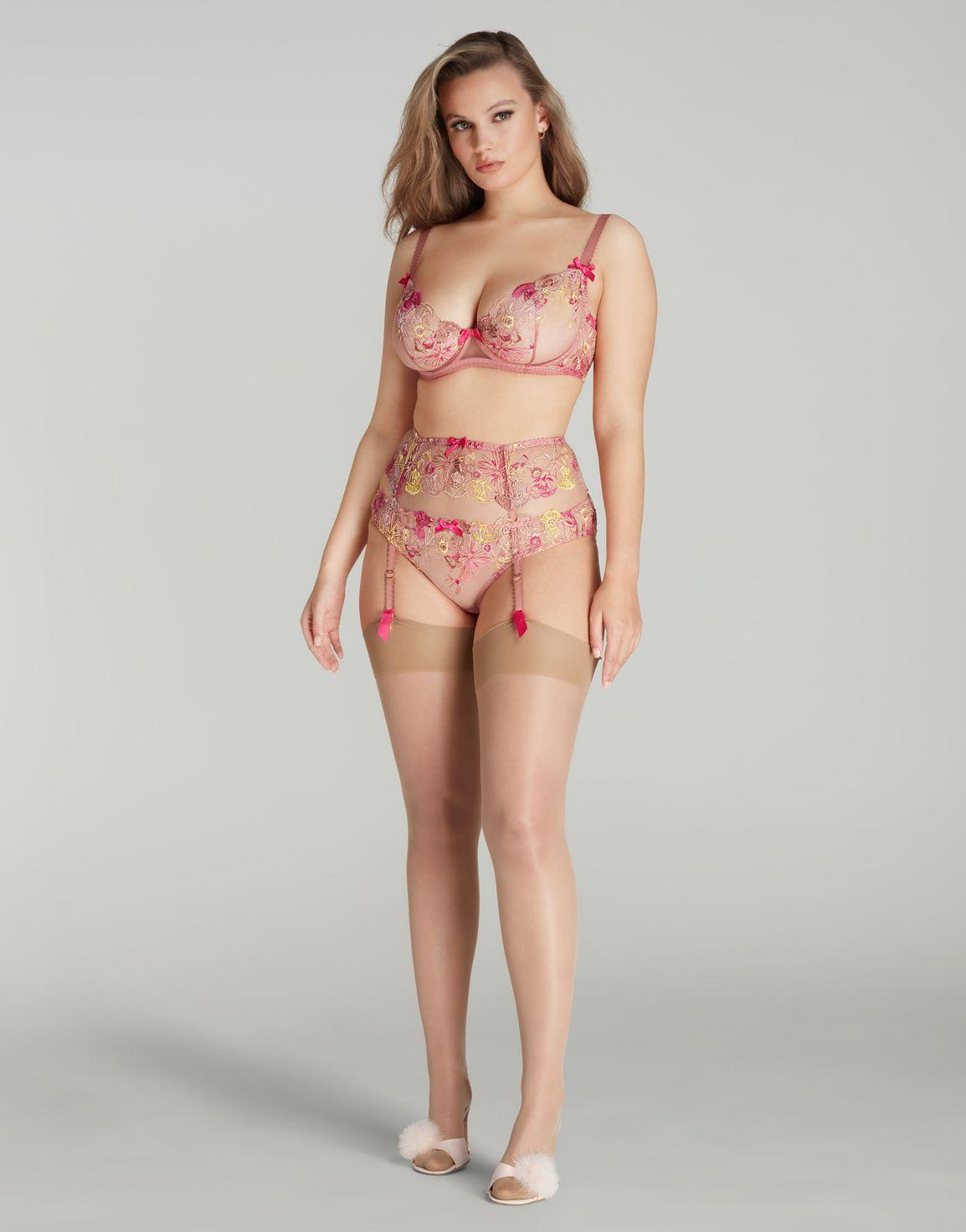 Zuri Suspender Dusky Pink/Yellow | Agent Provocateur