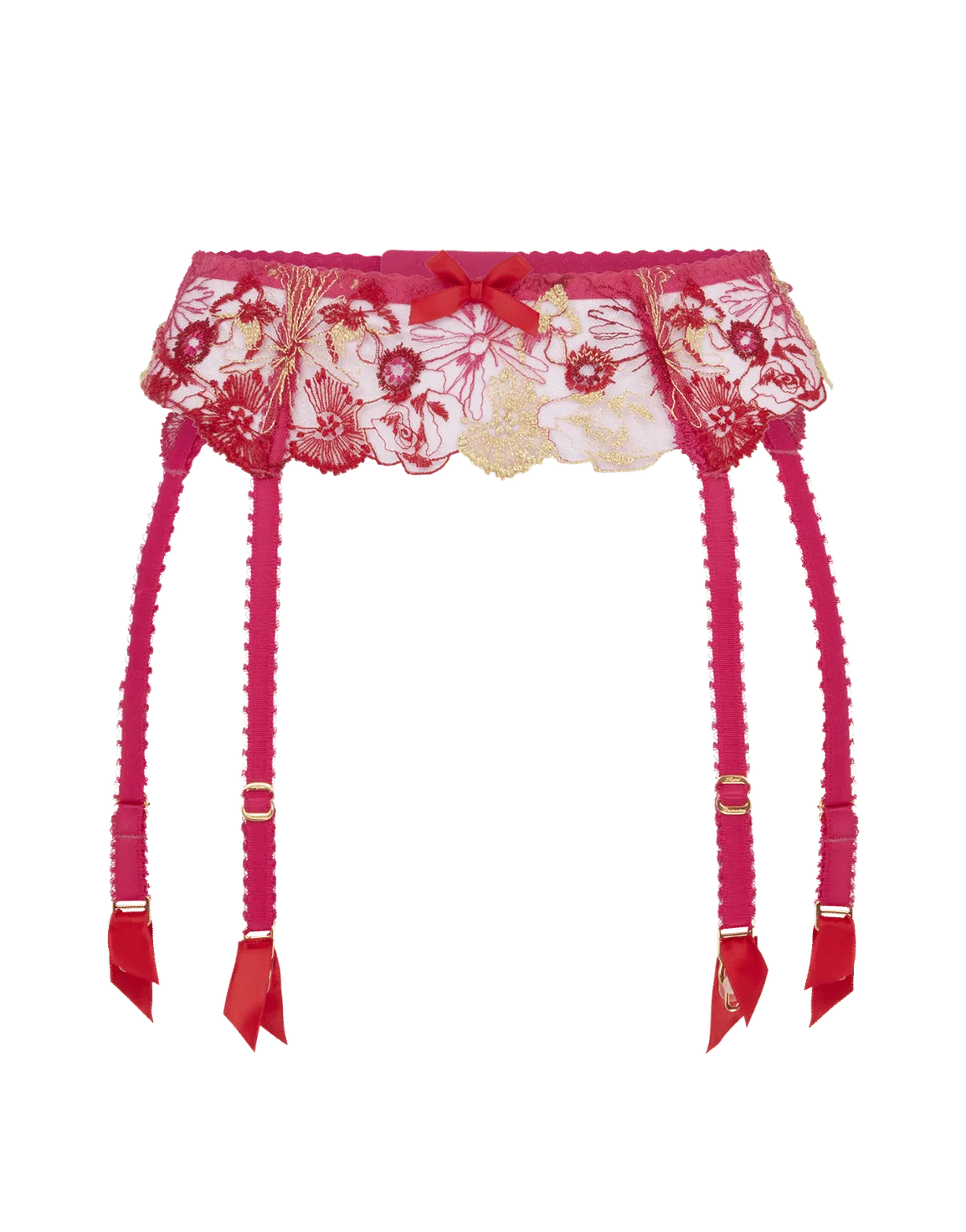 Zuri Suspender Fuchsia/Red/Gold | Agent Provocateur