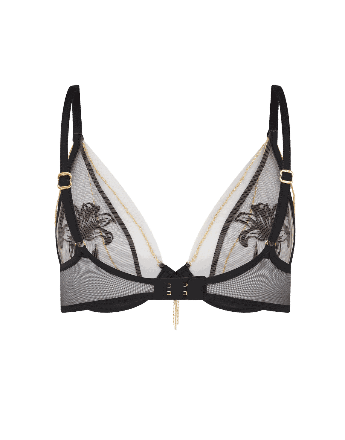 Auretta Plunge Underwired Bra Black/Gold | Agent Provocateur