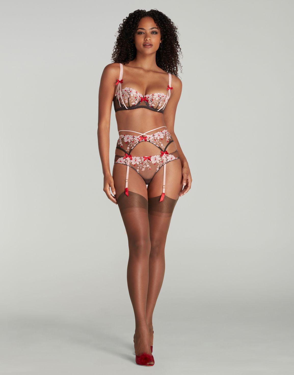 Dawne Suspender Chestnut/Pink/Red | Agent Provocateur