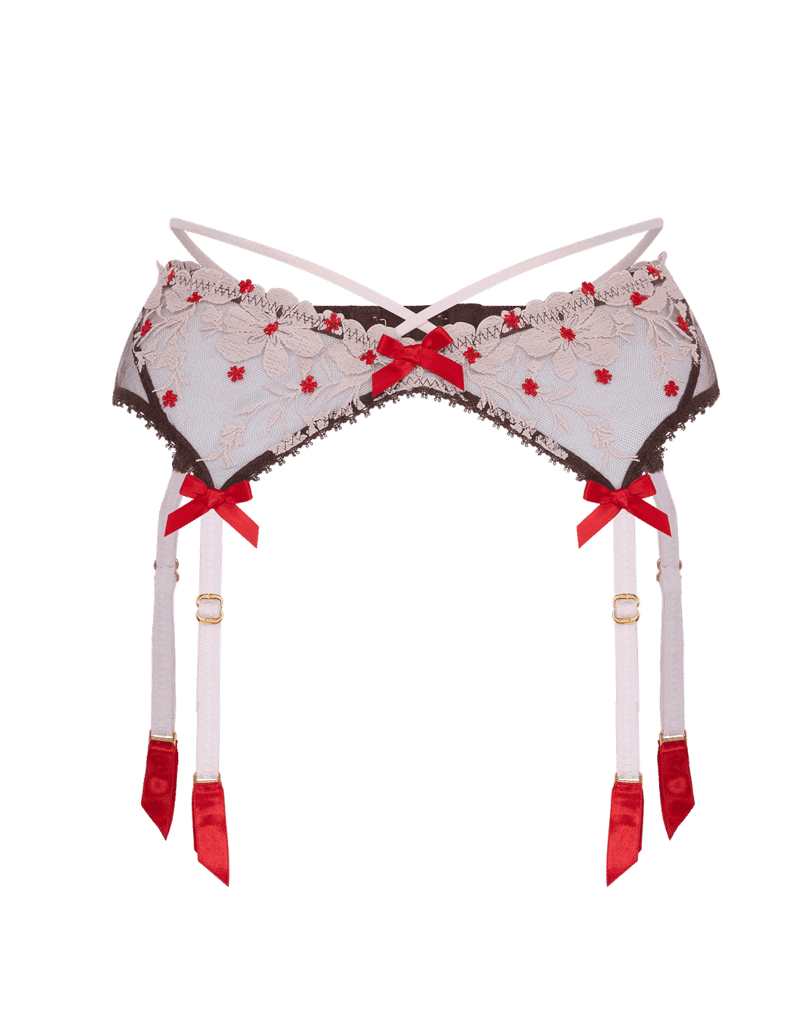 Dawne Suspender Chestnut/Pink/Red | Agent Provocateur