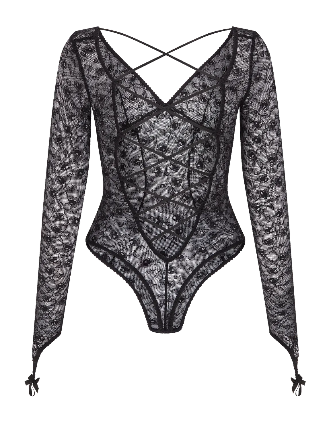 Daylia Sleeved Bodysuit Black | Agent Provocateur