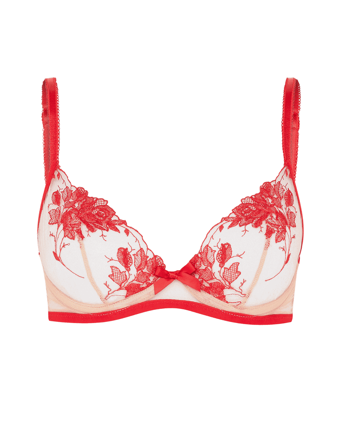 Elvie Plunge Underwired Bra Red/Sand | Agent Provocateur