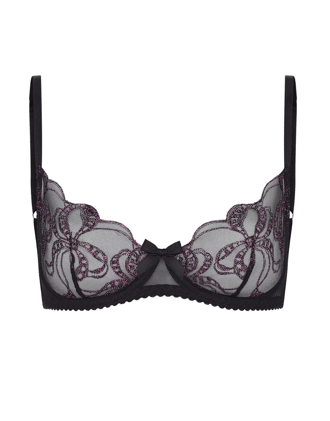 Louella Plunge Underwired Bra Black/Pink | Agent Provocateur