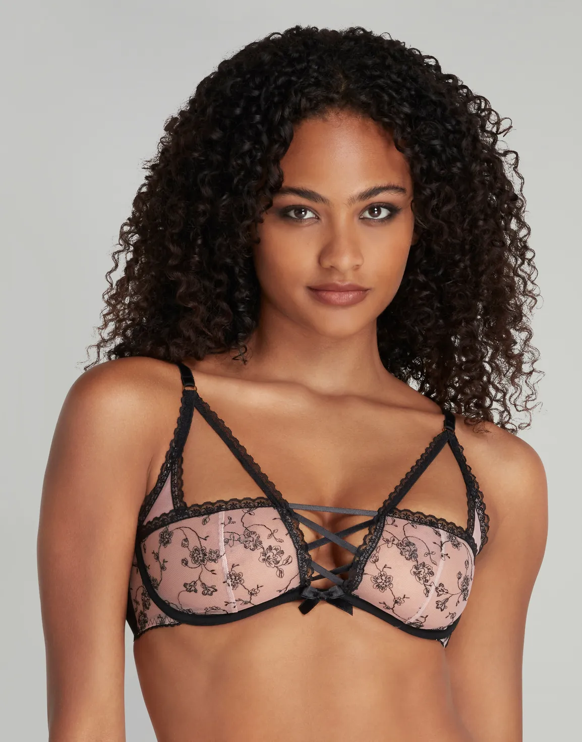 Rosaleen High Apex Underwired Bra Baby Pink/Black | Agent Provocateur