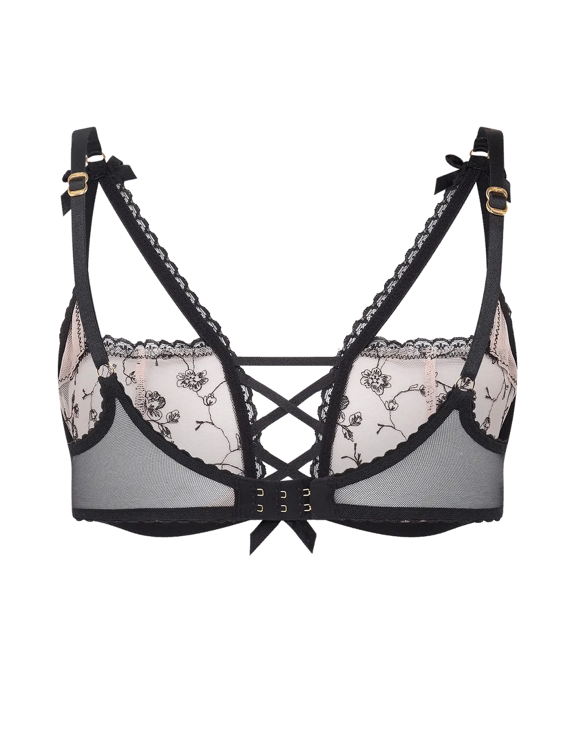 Rosaleen High Apex Underwired Bra Baby Pink/Black | Agent Provocateur
