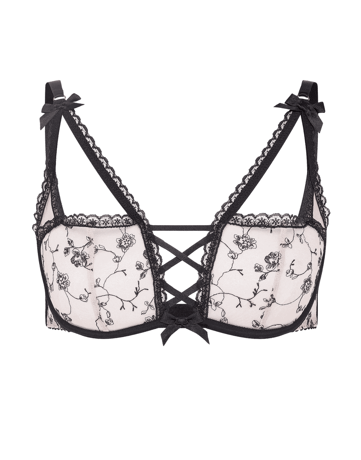Rosaleen High Apex Underwired Bra Baby Pink/Black | Agent Provocateur