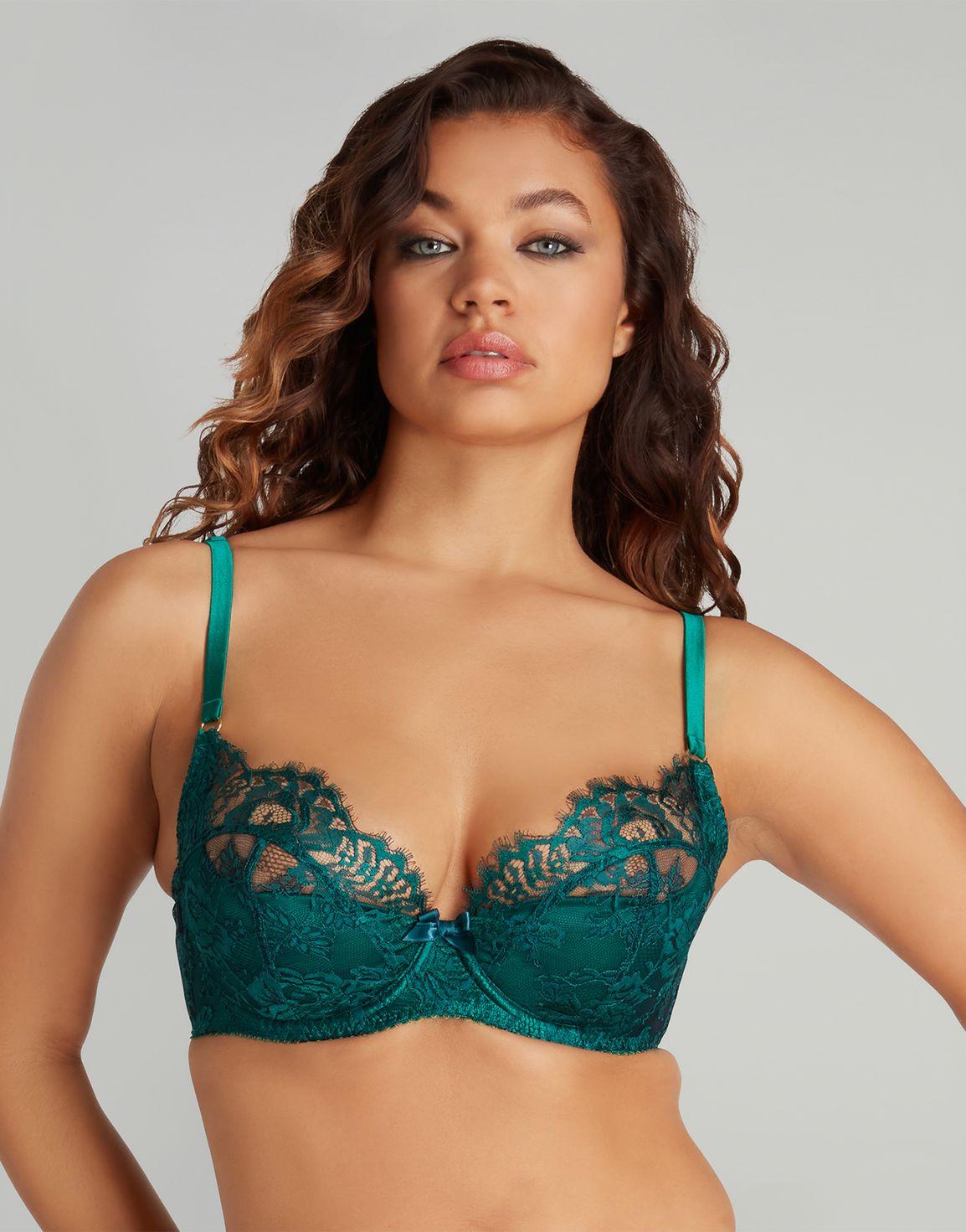 Solanna Plunge Underwired Bra Green | Agent Provocateur
