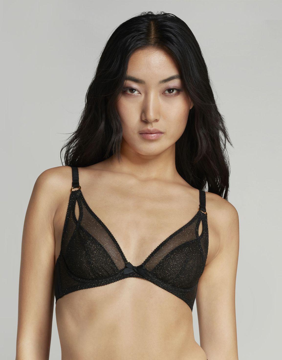 Shimmer High Apex Plunge Underwired Bra Black | Agent Provocateur