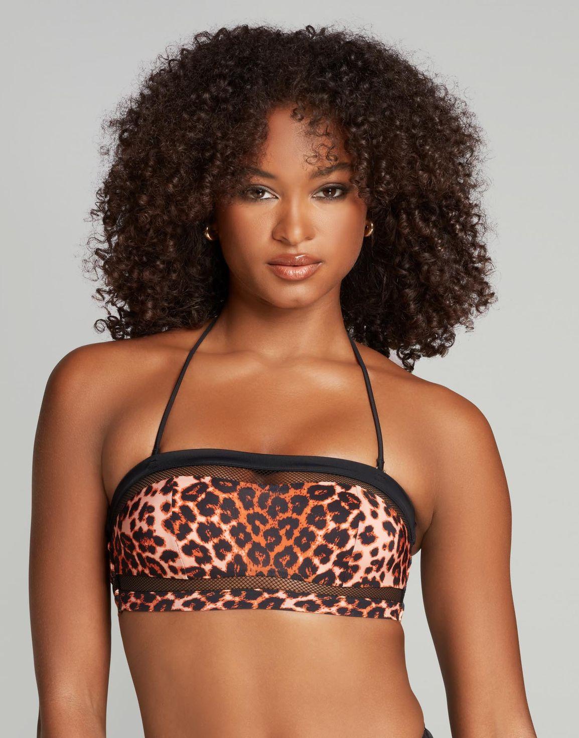 Zenaya Bandeau Bikini Top Leopard Print/Black | Agent Provocateur