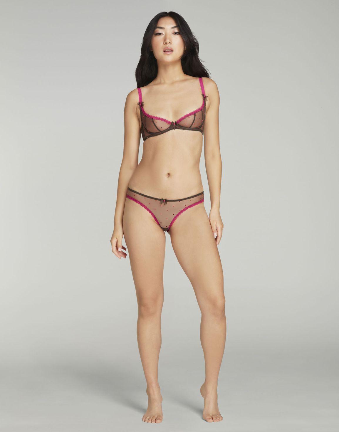Poppie Demi Cup Plunge Underwired Bra Chestnut | Agent Provocateur
