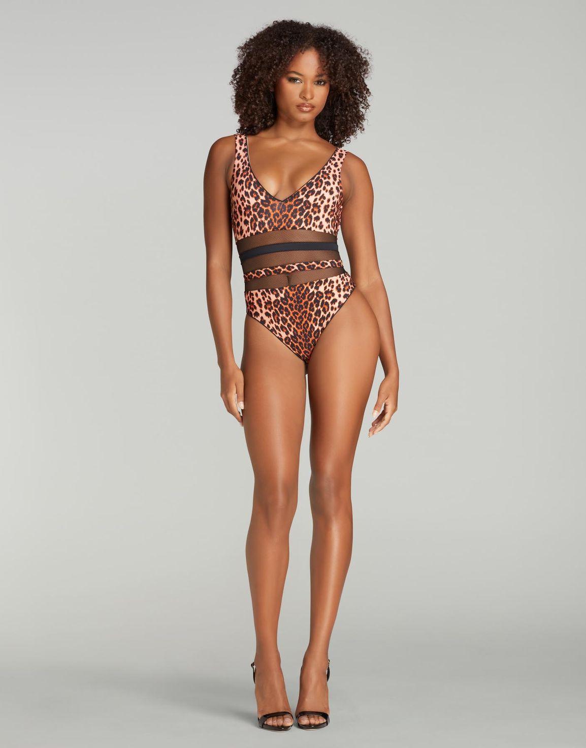 Zenaya Swimsuit Leopard Print/Black | Agent Provocateur
