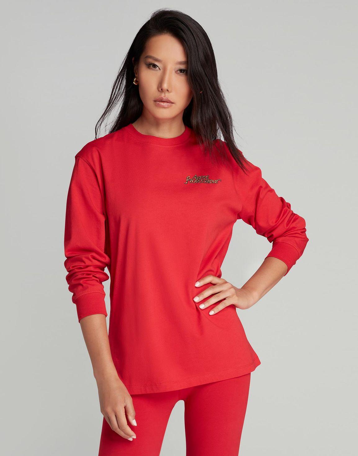 Rayley Long Sleeve T-Shirt Red/Leopard | Agent Provocateur