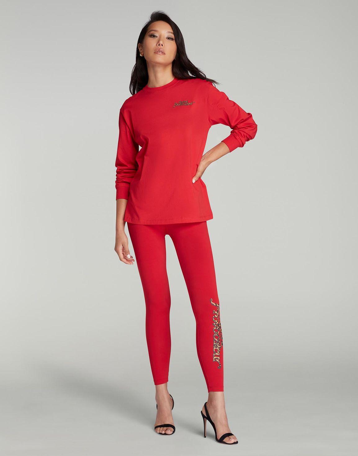 Rayley Long Sleeve T-Shirt Red/Leopard | Agent Provocateur