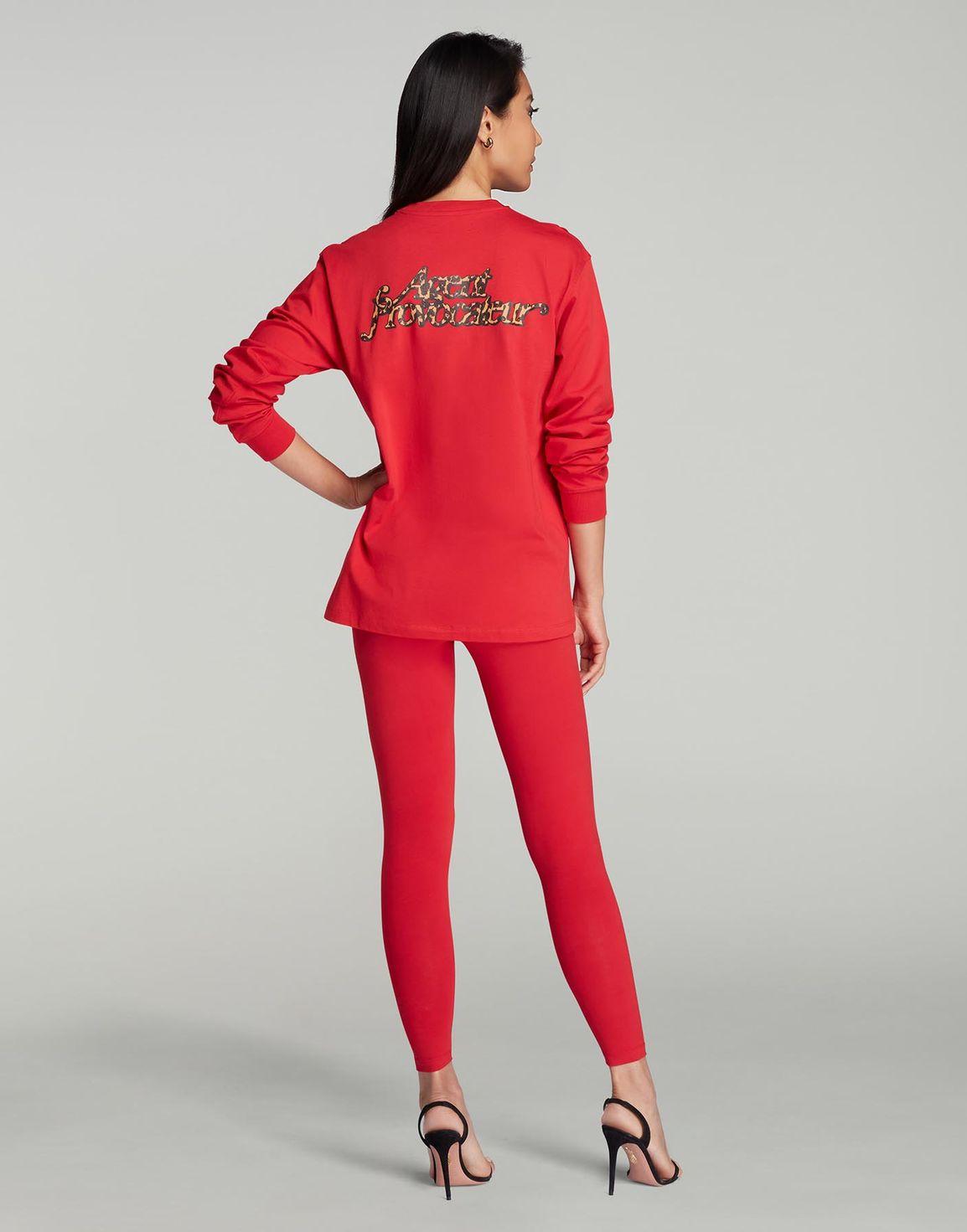 Rayley Long Sleeve T-Shirt Red/Leopard | Agent Provocateur