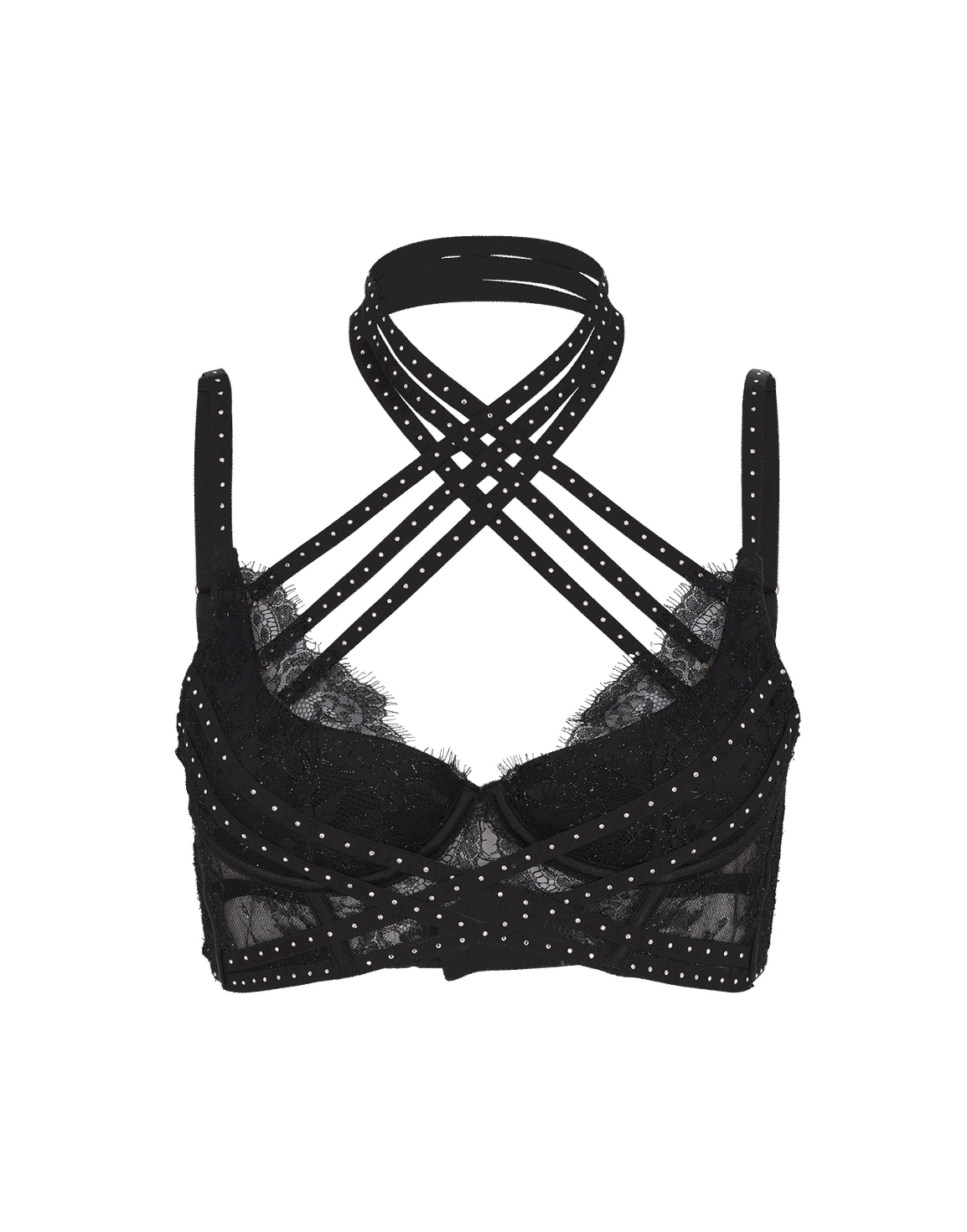 Saskiah High Neck Plunge Underwired Bra Black | Agent Provocateur