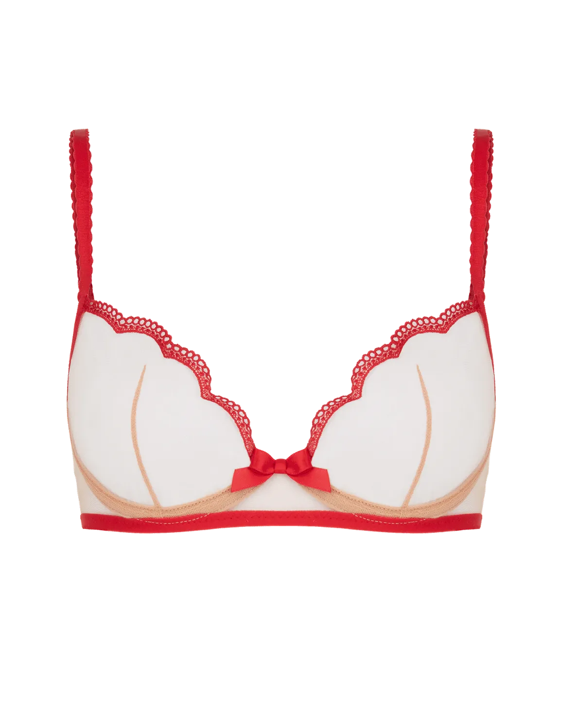 Kay Plunge Underwired Bra Red/Sand | Agent Provocateur
