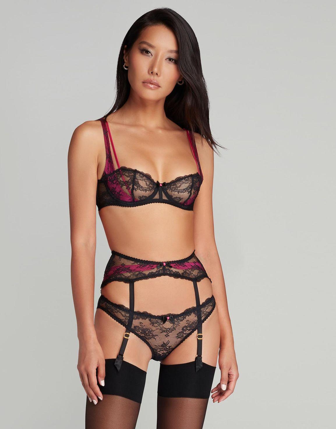 Maddy Suspender Black/Pink | Agent Provocateur