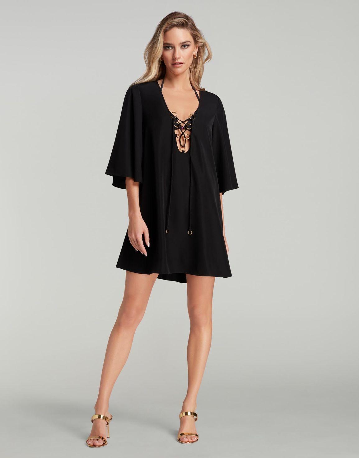 Nahli Short Kaftan Black/Gold | Agent Provocateur