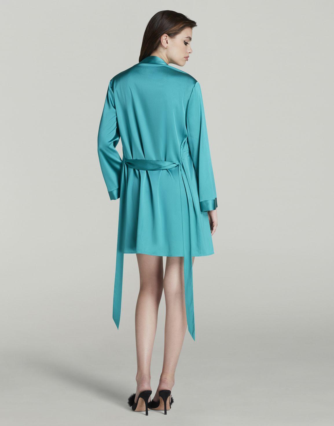 Arlette Short Dressing Gown Teal | Agent Provocateur
