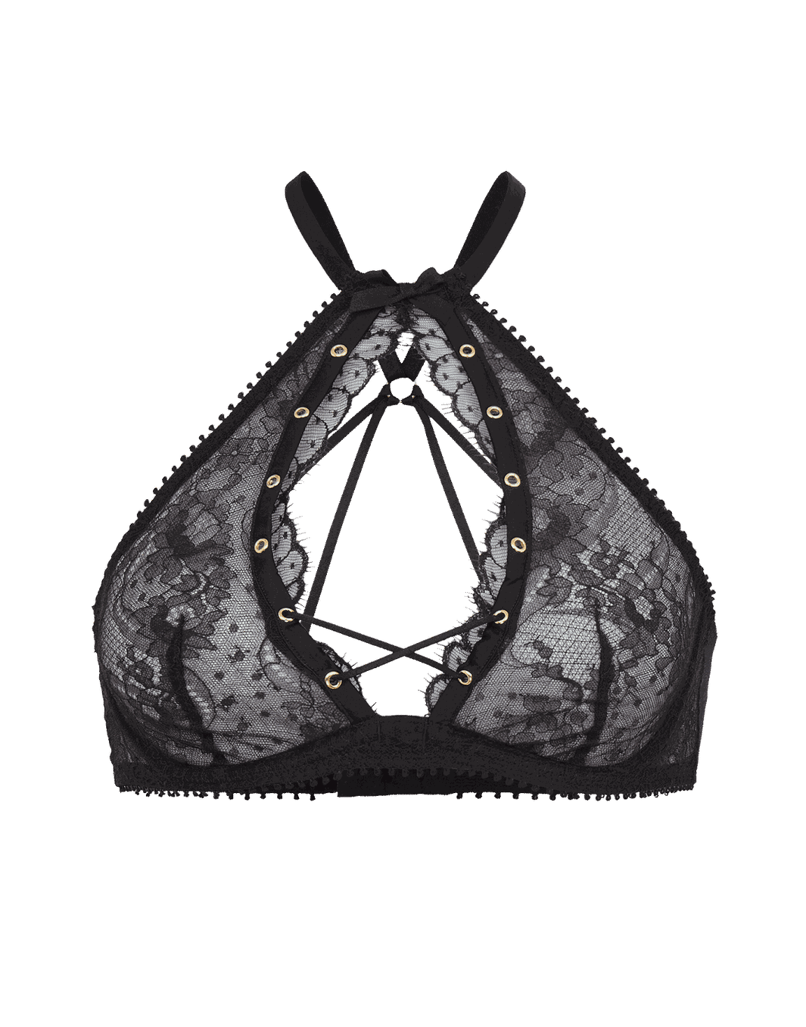Vallentina High Neck Underwired Bra Black | Agent Provocateur