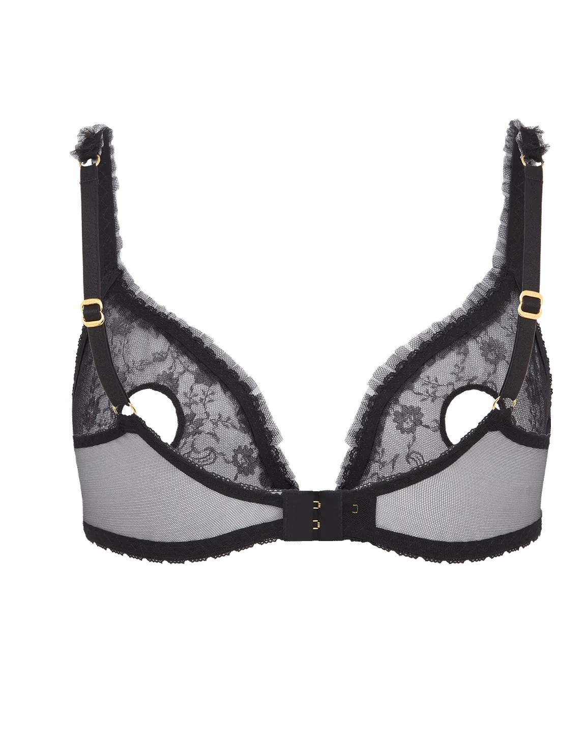 Perle Peephole Underwired Plunge Bra Black | Agent Provocateur