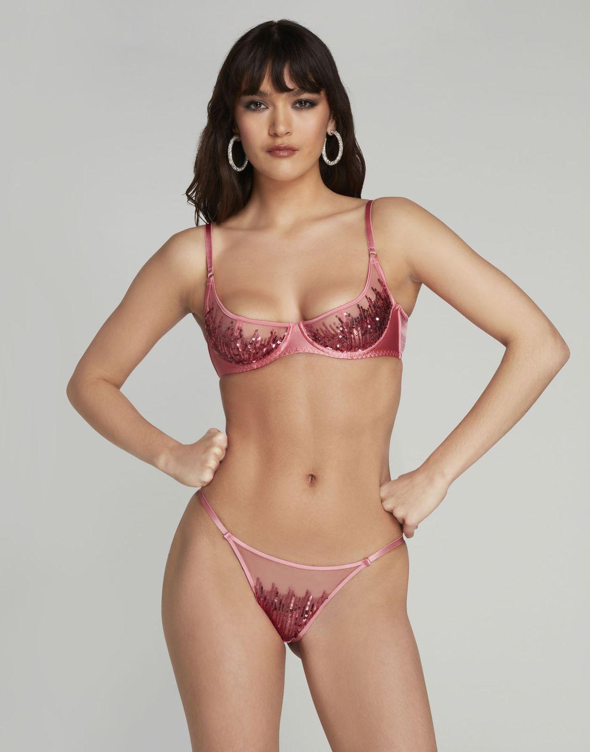 Calista Plunge Underwired Bra Pink/Silver | Agent Provocateur