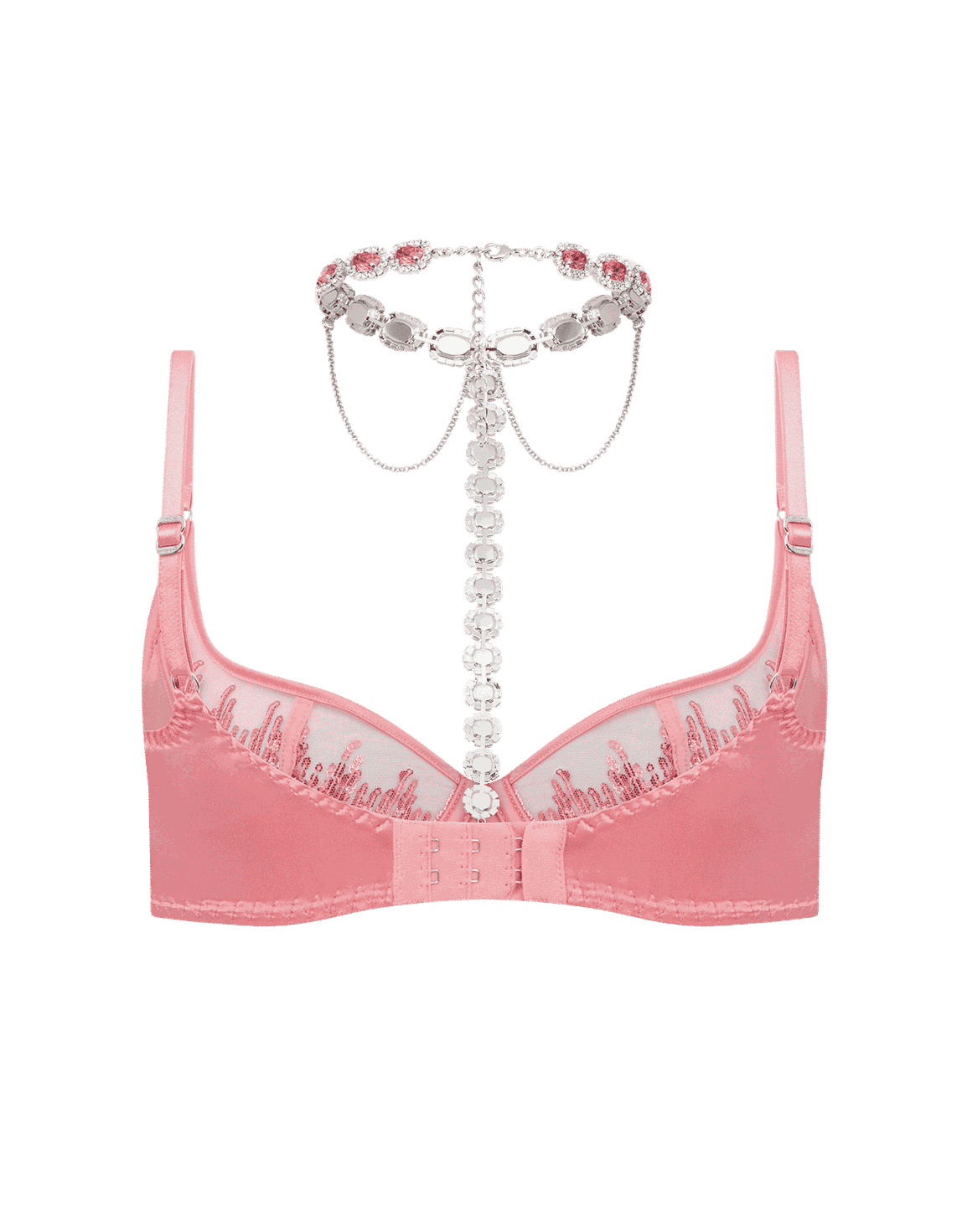 Calista Plunge Underwired Bra Pink/Silver | Agent Provocateur
