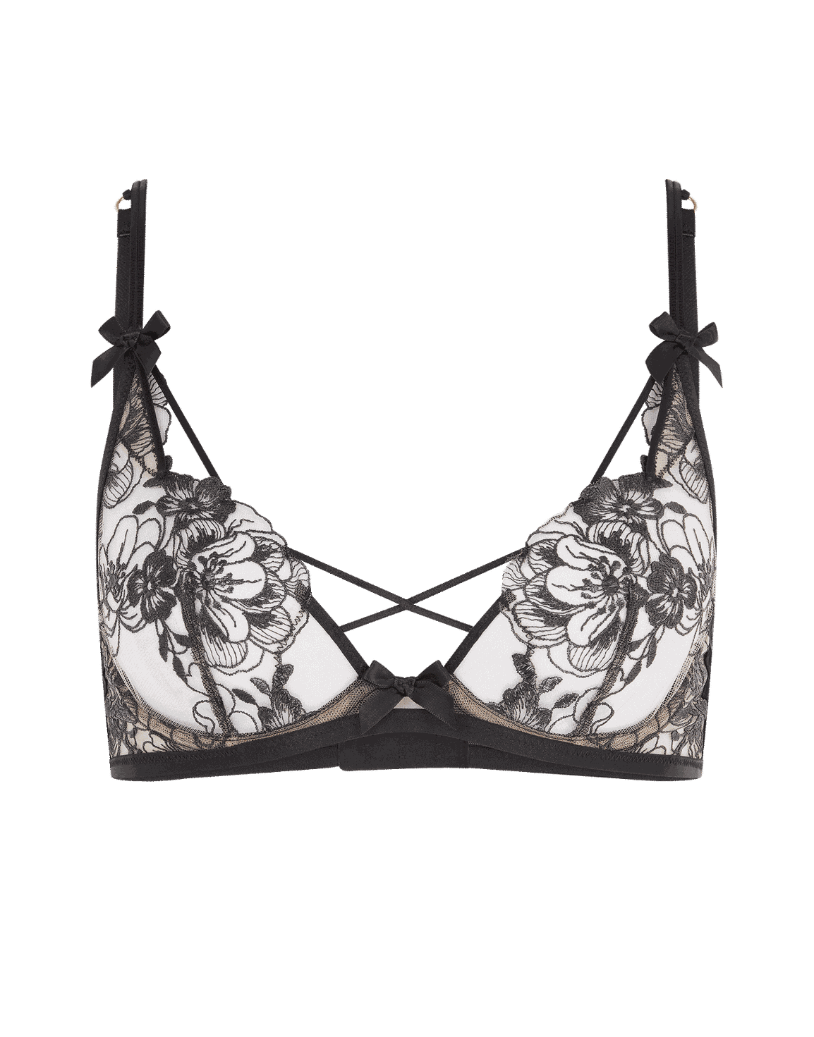 Kalia Plunge Underwired Bra Black/Sand | Agent Provocateur