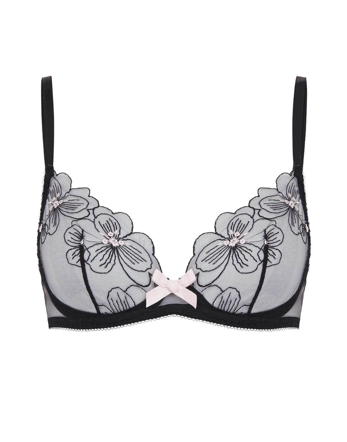 Anie Plunge Underwired Bra Black/Baby Pink | Agent Provocateur
