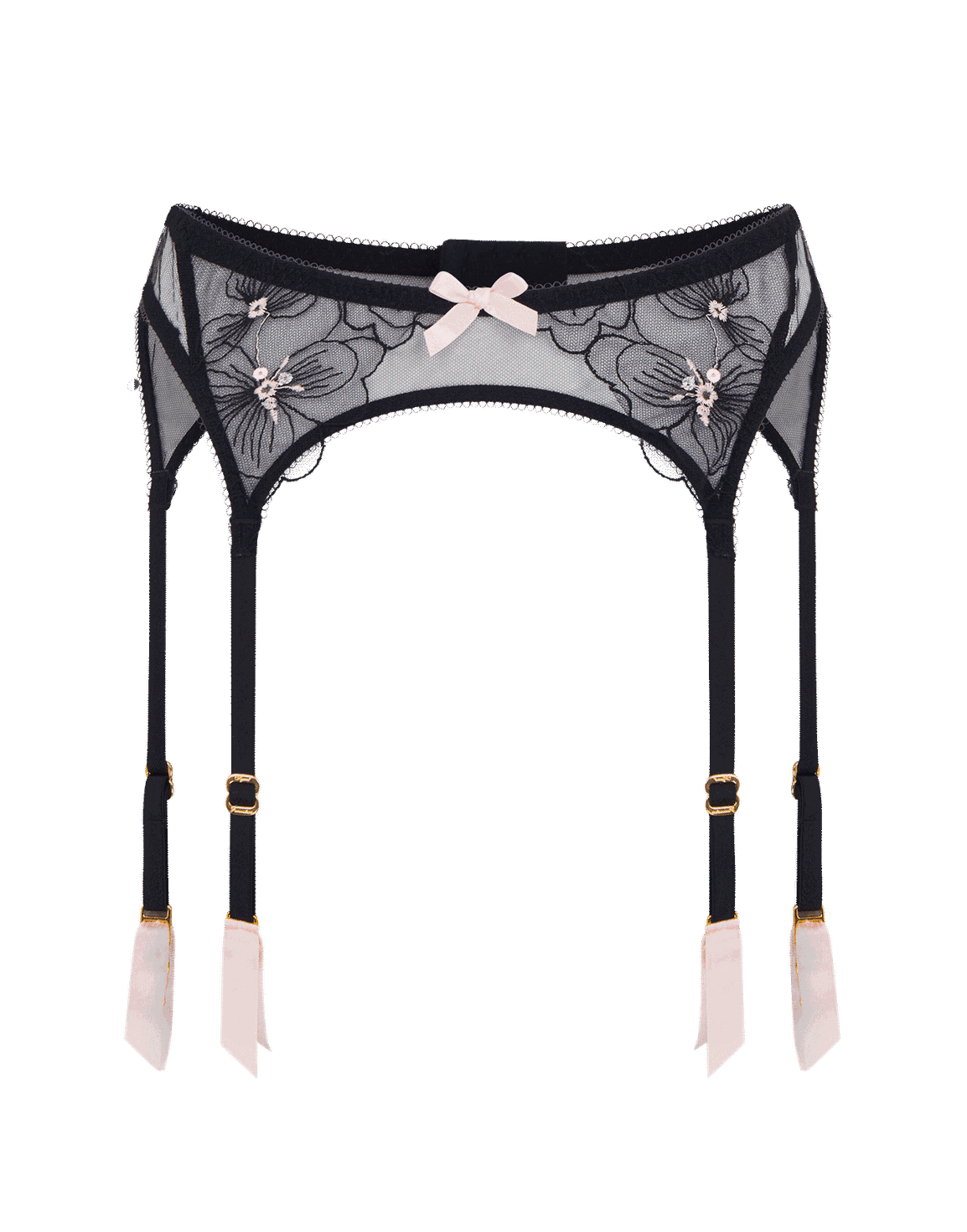 Anie Suspender Black/Baby Pink | Agent Provocateur