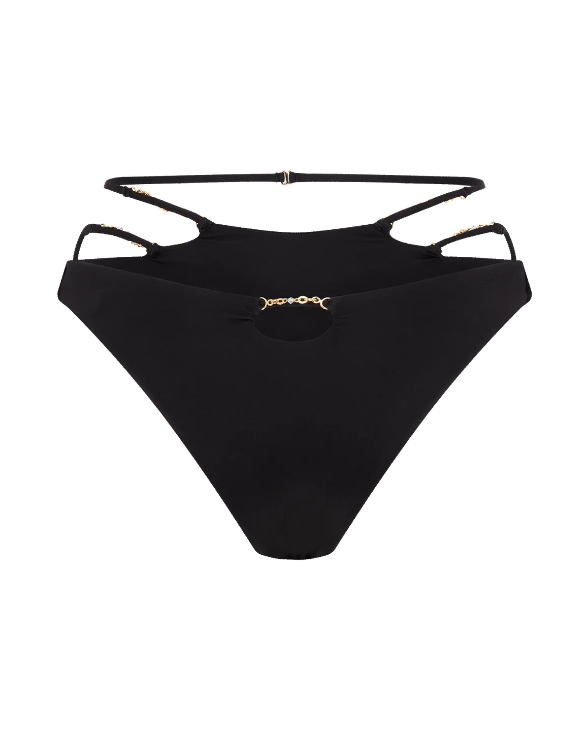 Christiana High Waisted Bikini Bottom Black/Gold | Agent Provocateur
