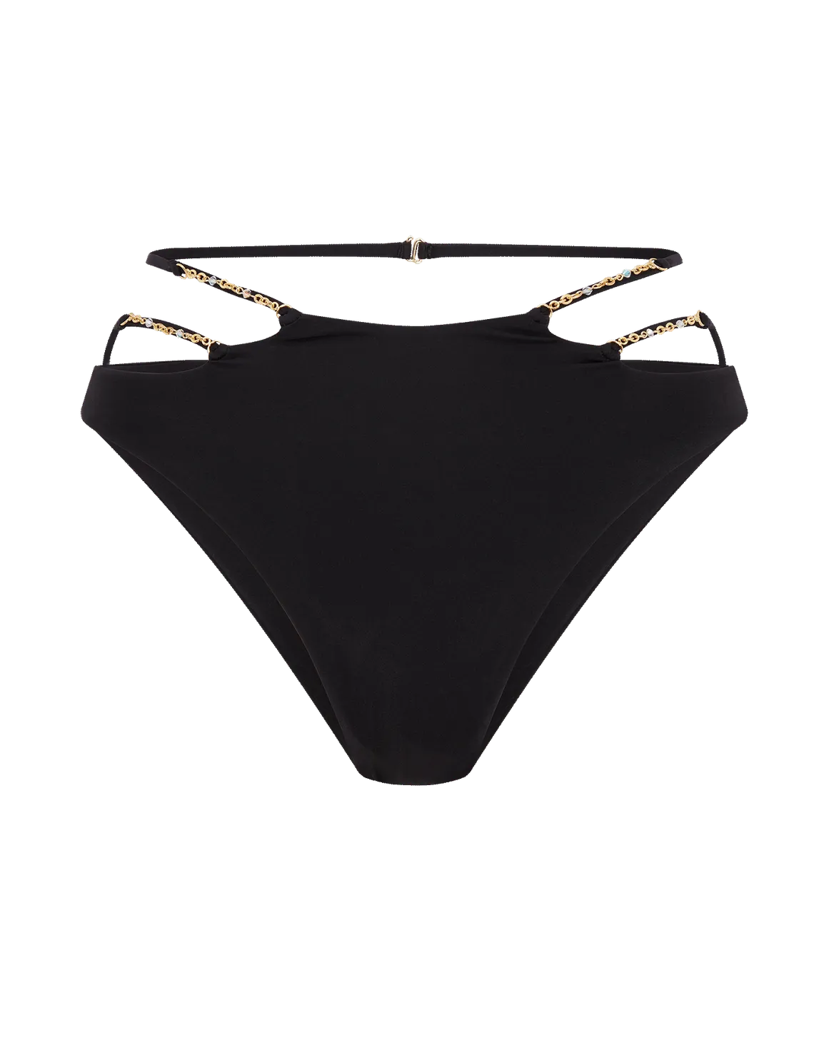 Christiana High Waisted Bikini Bottom Black/Gold | Agent Provocateur