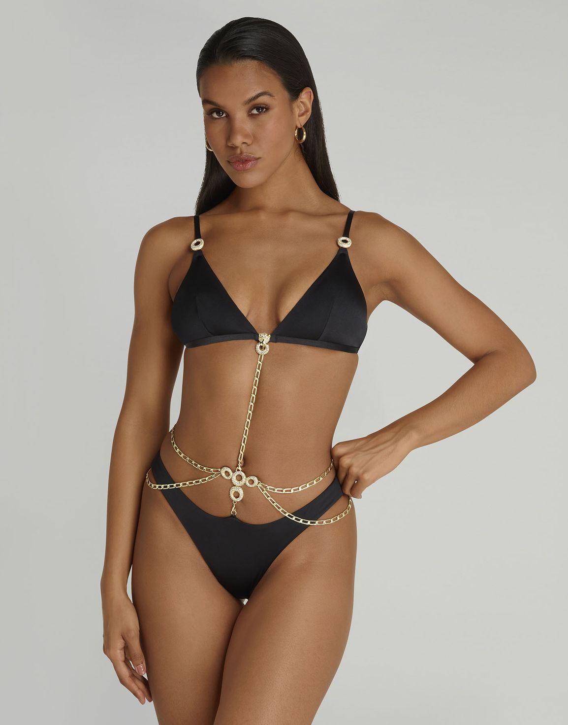 Haislee Bikini Bottom Black/Gold | Agent Provocateur