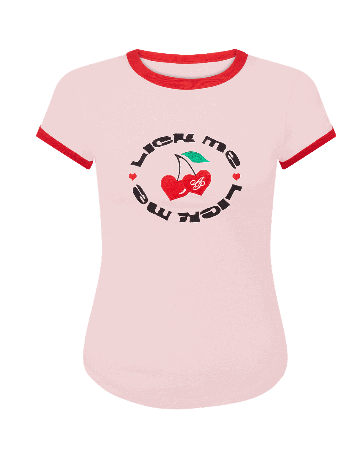 Lick Me Short Sleeve T-Shirt Baby Pink/Red | Agent Provocateur