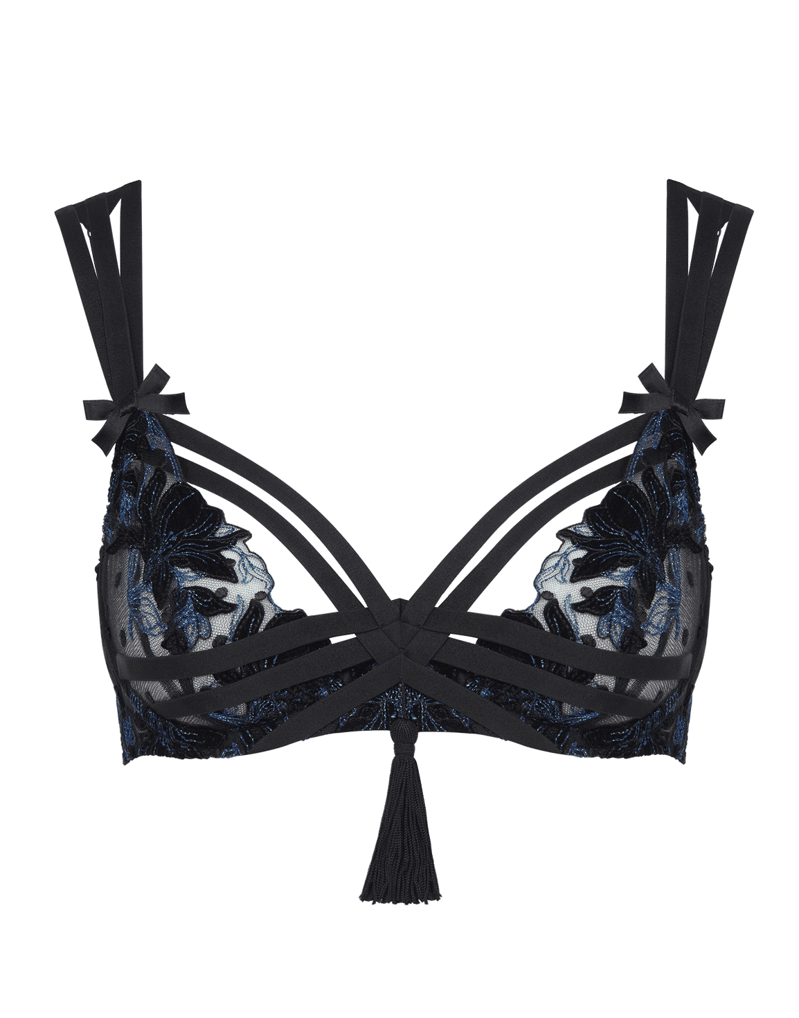 Adellah Plunge Underwired Bra Black/Teal | Agent Provocateur