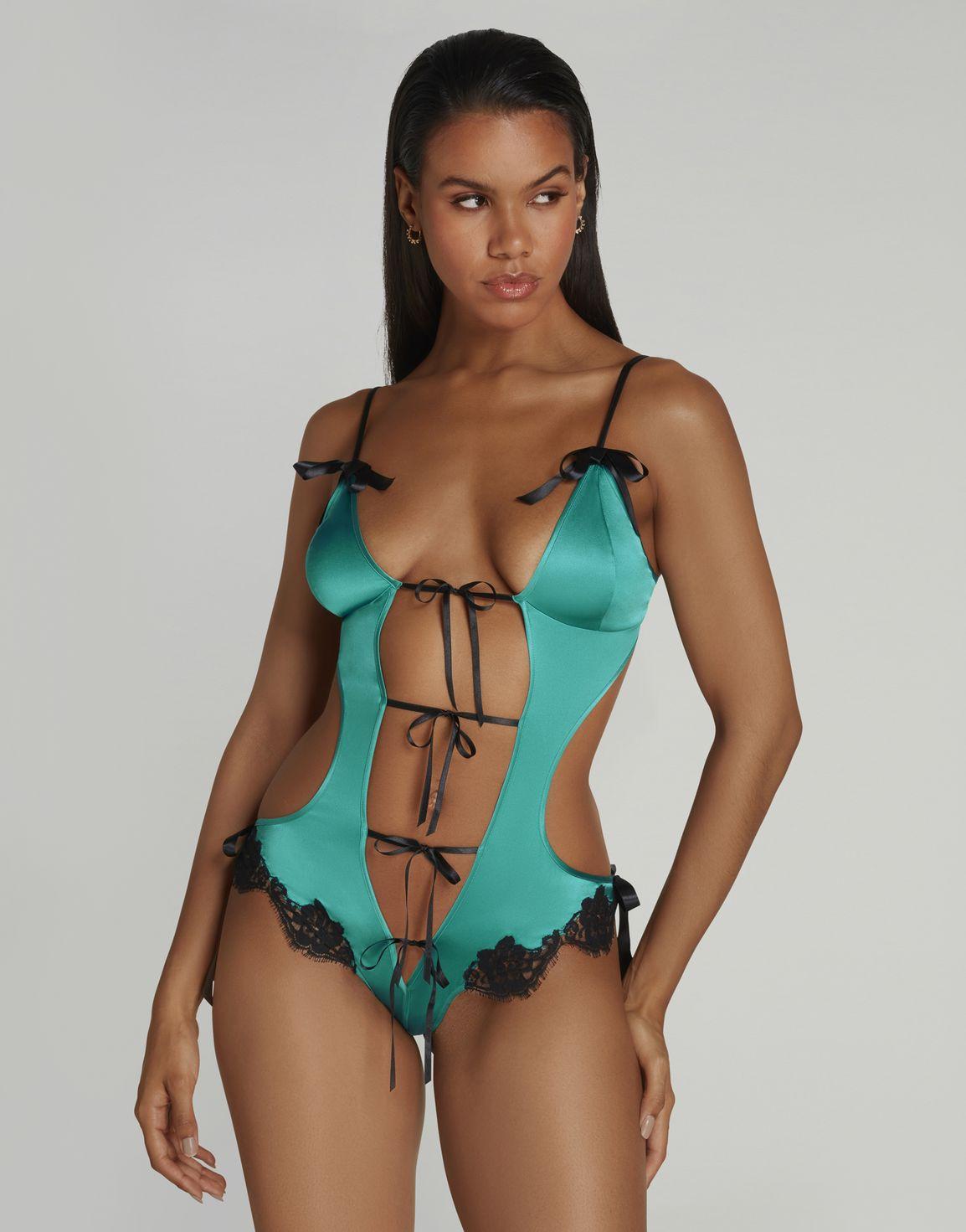 Zuriel Playsuit Teal/Black | Agent Provocateur