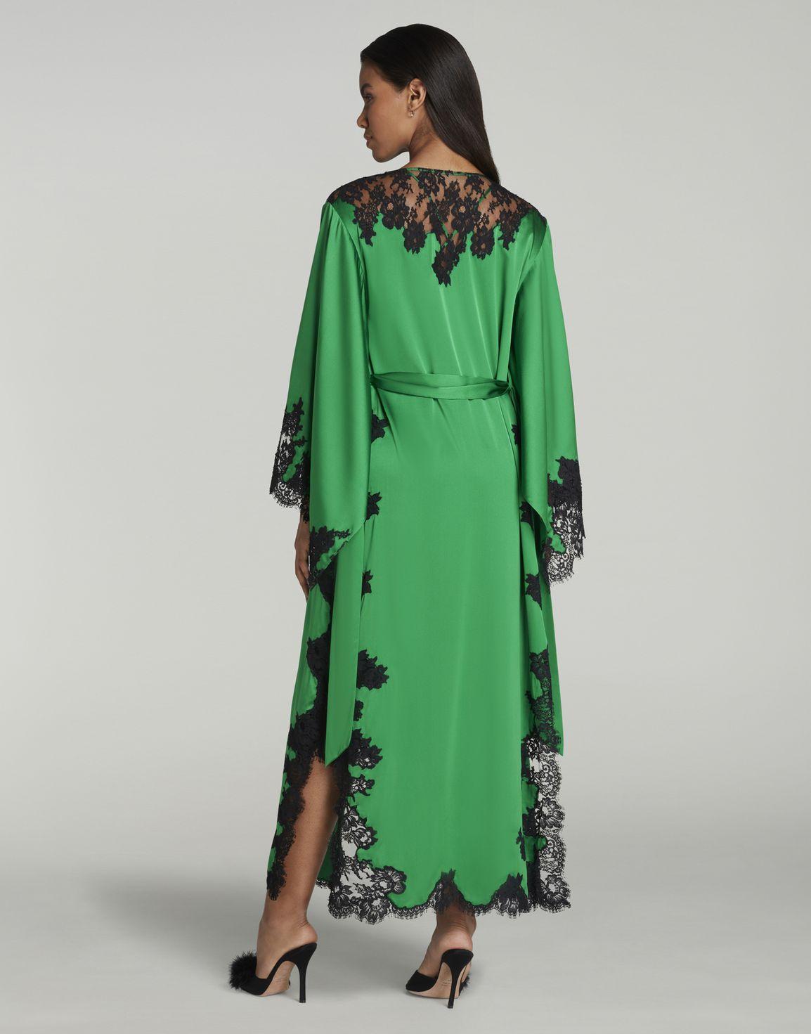 Trishya Long Kimono Emerald/Black | Agent Provocateur
