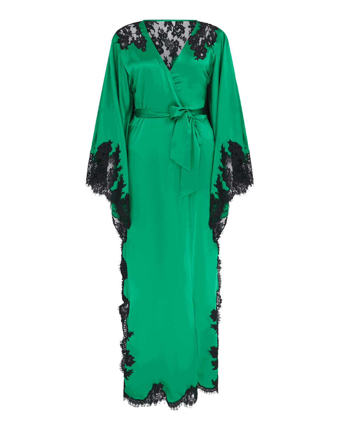 Trishya Long Kimono Emerald/Black | Agent Provocateur